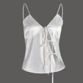 Miniatyrbilde 5 av 10: Satin Chic Tie Up Top Hollow Out Crop Top HVIT M White M