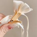 Miniatyrbild 9 av 10: 2st Bow Ribbon Hårklämma Tofs Streamer Hårnålar BEIGE beige lattice-lattice