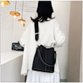 Miniatyrbillede 8 af 10: Minimalistisk Bucket Bag Håndholdt Skuldertaske SORT Black