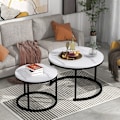 Miniatyrbillede 6 af 6: Rund Sofabord - ARHATREYA - Sæt af 2 - MDF - Trælook - Moderne Design Marmor