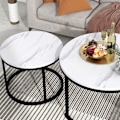 Miniatyrbillede 3 af 6: Rund Sofabord - ARHATREYA - Sæt af 2 - MDF - Trælook - Moderne Design Marmor