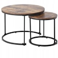 Miniatyrbillede 1 af 6: Rund Kaffebord - ARHATREYA - Sæt af 2 - MDF - Brun - Moderne Design