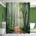 Miniatyrbild 4 av 6: Bamboo Pattern Shower Curtain, Waterproof & Odorless Shower Curtain for Bathroom, Polyester, Multiple Sizes Available