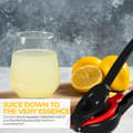 Miniatyrbild 4 av 6: 2-in-1 Lemon and Lime Squeezer - Heavy Duty Manual Citrus Juicer with Seed Filter & High Leverage, Dishwasher Safe Metal, Black and Red