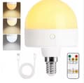 [LCS]E14 Rechargeable Light Bulb, 2-pack, 300LM, 9W Equivalent, Detachable Charging, 3 Color Temperatures, Remote Controlled Emergency Lighting, Dimmer, Ti [YJD]
