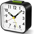 Battery Operated Alarm Clock Bedside Silent Non-Ticking Desk Clock Simple Analog