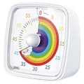 60-minute Visual Timer with Night Light, Countdown Timer, Pomodoro Timer with Rainbow Pattern for Kids and Adults, White