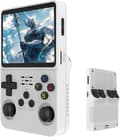 R36S Retro Handheld Game Console with 3.5-inch IPS Screen, 64GB TF Card Preloaded with 10,000+ Games, Open Source Linux System, White White White
