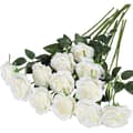12-pak kunstige roser blomster silke realistiske blomster, hvid