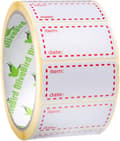 500 x Freezable Labels Freezer Labels On Roll, White And Red
