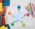 Miniatyrbild 2 av 5: 2-pack Star Shaped Marker Pens - Chisel Tip, Novelty, Plastic, Star Shape, Highlighter Pens for School, Office, Homework