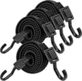 Adjustable Elastic Cords with Hooks 100 cm Black Stretch Straps for Luggage Cargo Tarps Camping 4-pack Dark Grey