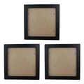 3x Square Thick Pine Wood Photo Frame Wall Photo Frame (Black, 6 inch)