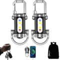 2-pack Rechargeable Keychain Flashlight & Phone Charger, 7 Modes Water Resistant, for Camping Hiking Outdoor Use