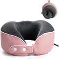 Resenackkudde Uppgraderad Resenackkudde 100 ren memory foam-kudde Flygplanssovkudde Bärbara flygplanstillbehör Rosa