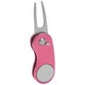 Stainless Steel Golf Divot Repair Tool with Aluminum Handle, Automatic Spring, Foldable, Pink