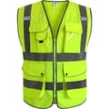 [LCS] Class 2 High Visibility Front Vest with Reflective Tape, Yellow Meets EN ISO 20471 Standards - Unisex (X-Large)