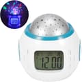 Stjärnhimmelsprojektor, LED-musikväckarklocka, multifunktionell temperaturdisplay, larmkalender, nedräkningstimer för barn, present