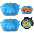 Airfryer Silikonform Bakform Ugnssäker Non-stick Återanvändbara Foder Mikrovågssäker Blå Blue