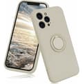 White. Fits Apple 12 Pro Max 6.7'' Silicone Protective Case with Ring 360° Rotating Holder for Apple - Magnetic Car Holder