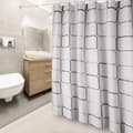 Quick-drying shower curtain, machine washable waterproof polyester fabric, translucent bathroom curtains with 12 hooks 180 x 200 cm White