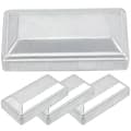 4-pack rektangulära staketstolpsskydd i järn, dekorativa skydd för staketstolpar och räcken, silver, 10 x 5 x 3 cm