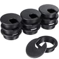 10-pak (50 mm/2 tommer monteringshuldiameter) sorte skrivebordskabelgennemføringer