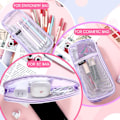Miniatyrbillede 4 af 7: Gitternet Pencil Case Stor Kapacitet Blyantpose Transparent Makeup Pung Kosmetikpung til Studerende Skole College Kontor Purple