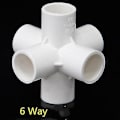Miniatyrbilde 1 av 5: PVC Rørkoblingsledd 3 4 5 6 Veis Slangesplitter 20-50mm Hagevanning Vannrør Fittings Koblingsadapter DIY Hyllekobling 25mm 6 Way