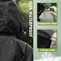 Miniatyrbillede 3 af 5: Regnfrakke til voksne, vandtæt udendørs hætte, poncho vandtæt til kvinder med lynlås, festivalponchoer vandtæt lang, vandtætte kapper plusstørrelse Pure Black