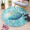 Miniatyrbilde 1 av 3: Runde tepper til stue, tykkere lammeull gulvmatte, myk og fluffy tepper for barnerom, dekorasjon, moderne matte Fish 60cm Diameter