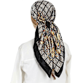 Miniatyrbillede 1 af 5: Hovedetørklæde Ligesom Silke Satin Hår Olaof Tørklæde til Kvinder Sovende Kvadratisk Designer Bandana Olaof Tørklæde Style 9