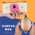 Miniatyrbillede 3 af 5: Sød lærred blyantsetui, 2 stk. tegneserie penneetui Kawaii penneholder blyantpung lynlås brevpapir taske makeup taske pop op kosmetik taske arrangør