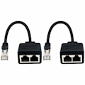 Miniatyrbillede 1 af 5: RJ45 1 han til 2 hun adapter til LAN Ethernet kabelforlængelse (brug samtidig) Surf online på samme tid