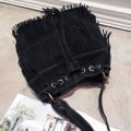Miniatyrbilde 3 av 5: Retro Faux Suede Frynser Dusker Veske Dame Messenger Bag Ny Håndveske Black