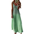 Miniatyrbild 1 av 5: Sommarklänning V-ringad Spaghettiband Gradient Färg Rygglös Ärmlös Vardaglig Lös A-linje Dam Klänning Kvinnokläder light green XL