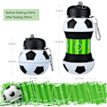 Miniatyrbillede 2 af 5: Sammenklappelig vandflaske, silikone fodbold vandflaske, 550 ml børnevandflaske med nøglering, BPA-fri lækagesikker foldbar