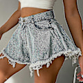 Miniatyrbild 3 av 5: Denimshorts Rivna Hög Midja Lös Hög Kvalitet Tofsjeans XL