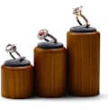 Miniatyrbilde 1 av 6: Pakke med 3 solide tre ringer display stativ elegant ring oppbevaring display holder for soverom, butikker og smykker utstillingsvindu