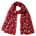 Miniatyrbild 1 av 5: Damernas Broderad Chiffon Sjal Wrap Sjal Lättvikts Sjal Mode Sommar Höst Sjal, Burgunder