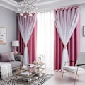 Miniatyrbilde 5 av 5: Stjerneutskjæring Vindusgardin Mørkleggingsgardiner For Barn Jenter Soverom Stue Dobbelt Lag Stjerne Vindus Mørkleggingsgardiner Hjemmeinnredning pink W100xH270cm