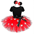 Miniatyrbillede 1 af 4: Piger Børn Minnie Mouse Polka Dot Fødselsdagsfest Sløjfe Tutu Tyl Kjole Stcyv Red 5-6 Years