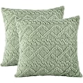 Miniatyrbillede 1 af 3: 2 stk. bløde plys grønne pudebetræk 45x45cm firkantede pudebetræk med korte fluffy kunstige uldpuder til sofa soveværelse stue