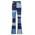Miniatyrbillede 1 af 5: 1 Par Dame Patch Flare Jeans Højtaljede Bukser Bell-Bottom Bukser Damebukser