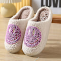 Miniatyrbillede 1 af 3: Sutsko Smiley Face Sutsko Kvinder Smile Sutsko Happy Face Sutsko Retro Smiley Face Blød Plys Behagelig Varme Slip-on Sutsko Purple 38-39