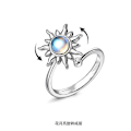 Miniatyrbillede 1 af 5: Fidget Ring for Kvinder Piger Åbne Justerbare Angst Ringe Solsikke Tusindfryd Månesten Stjerne Knoringe Spinner Ringe Silver