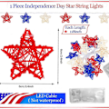 Miniatyrbild 5 av 5: Juldekorationer Självständighetsdag String Lights Dekorationer Rattan Stjärnor Patriotiska Ljus Batteridrivna LED String Lights Utomhusbelysning