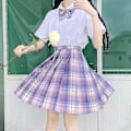 Miniatyrbild 1 av 3: Jk Uniform Komplett Set Broderad Skjorta Plisserad Kjol XL Taro Cake