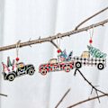 Miniatyrbild 4 av 5: 3 st juldekorationer Trärutig bil äldre julgransdekorationer Färgade julwoo