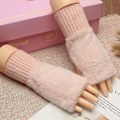 Miniatyrbild 1 av 5: Imitation Mink Plysch Fingervantar Kvinnor Mjuka Varma Luddiga H Rosa